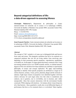 Beyond Categorical Definitions of Life: a Data-Driven Approach to Assessing Lifeness