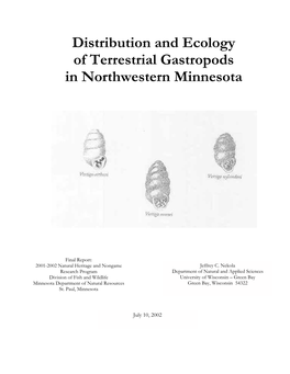 Distribution and Ecology of Terrestrial Gastropods in Northwestern Minnesota
