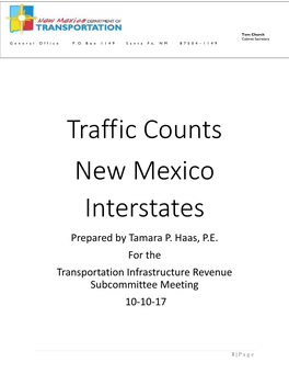 Traffic Counts New Mexico Interstates Prepared by Tamara P