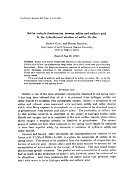 Sulfate Is One of the Most Abundant Constituents Dissolved in Hot Spring Water