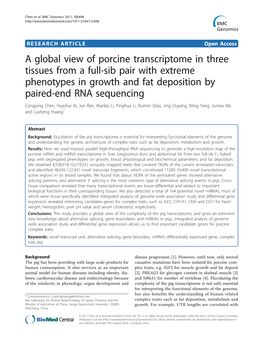 A Global View of Porcine Transcriptome in Three Tissues from a Full-Sib Pair