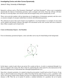 Investigating Conics and Other Curves Dynamically James R. King