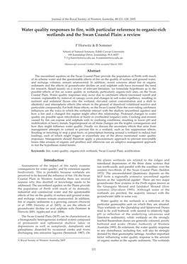 Water Quality Responses to Fire, with Particular Reference to Organic-Rich Wetlands and the Swan Coastal Plain: a Review