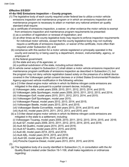 Effective 5/5/2021 41-6A-1642 Emissions Inspection -- County Program