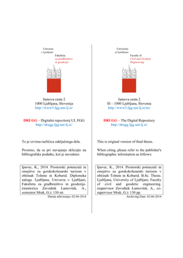 Spatial Potential and Limitations for the Mountain Bike Turism in the Municipalities of Tolmin and Kobarid