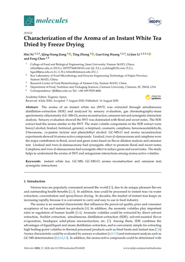 Characterization of the Aroma of an Instant White Tea Dried by Freeze Drying