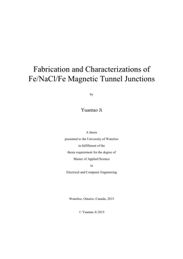 Fabrication and Characterizations of Fe/Nacl/Fe Magnetic Tunnel Junctions