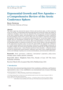 A Comprehensive Review of the Arctic Conference Sphere Beate Steinveg Uit the Arctic University of Norway