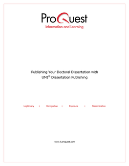 Dissertation with UMI® Dissertation Publishing
