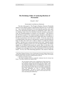 The Declining Utility of Analyzing Burdens of Persuasion