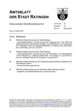 Amtsblatt Der Stadt Ratingen