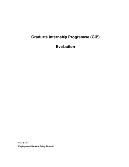 Graduate Internship Programme (GIP)