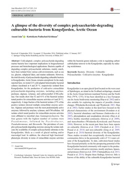 A Glimpse of the Diversity of Complex Polysaccharide-Degrading Culturable Bacteria from Kongsfjorden, Arctic Ocean