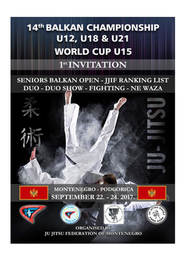 Invitation for the BALKAN OPEN CHAMPIONSHIP Which Will Take Place in PODGORICA - MONTENEGRO