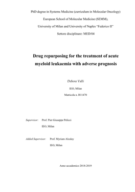 Drug Repurposing for the Treatment of Acute Myeloid Leukaemia with Adverse Prognosis