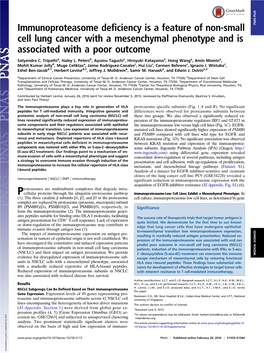 Immunoproteasome Deficiency Is a Feature of Non-Small Cell Lung