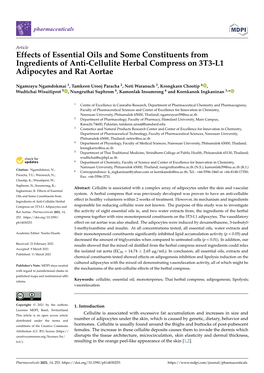 Effects of Essential Oils and Some Constituents from Ingredients of Anti-Cellulite Herbal Compress on 3T3-L1 Adipocytes and Rat Aortae