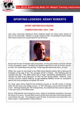 Sporting Legends: Kenny Roberts