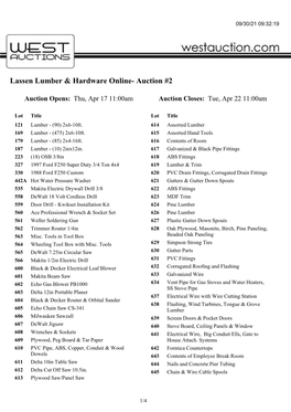 Lassen Lumber & Hardware Online- Auction #2