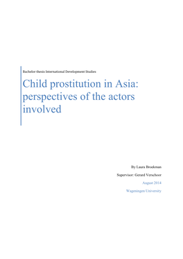 Child Prostitution in Asia: Perspectives of the Actors Involved