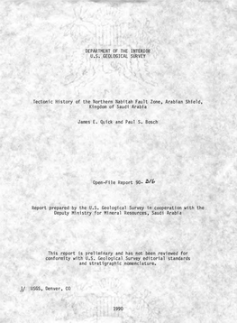 Tectonic History of the Northern Nabitah Fault Zone, Arabian Shield, Kingdom of Saudi Arabia