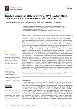 (Id4) Gene Alters Photic Entrainment of the Circadian Clock