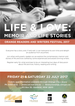 Memoir and Life Stories Orange Readers and Writers Festival 2017