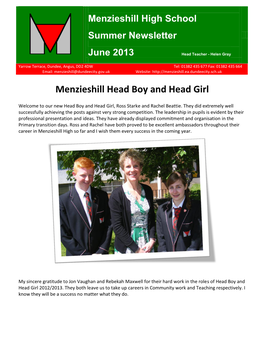 Menzieshill High School Summer Newsletter June 2013