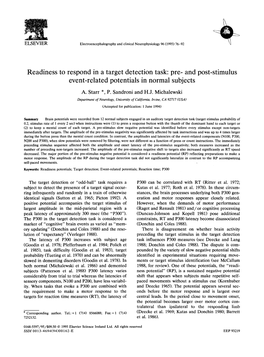 Pre- and Post-Stimulus Event-Related Potentials in Normal Subjects