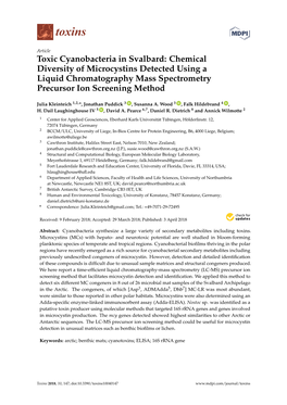 Chemical Diversity of Microcystins Detected Using a Liquid Chromatography Mass Spectrometry Precursor Ion Screening Method