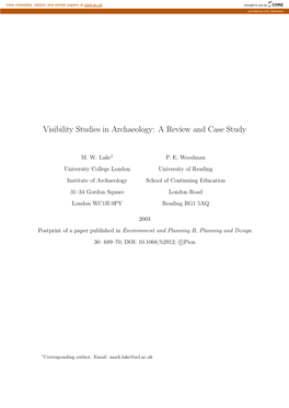 Visibility Studies in Archaeology: a Review and Case Study