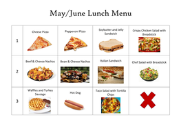 May/June Lunch Menu