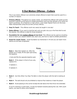 5 out Motion Offense - Cutters