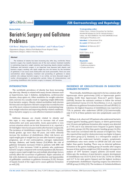 Bariatric Surgery and Gallstone Problems