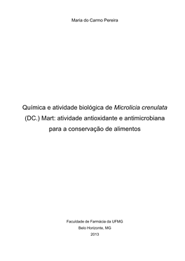 Atividade Antioxidante E Antimicrobiana Para a Conservação De Alimentos