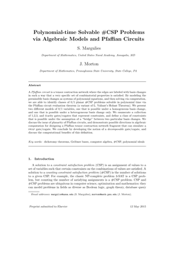 Polynomial-Time Solvable #CSP Problems Via Algebraic Models and Pfaﬃan Circuits S