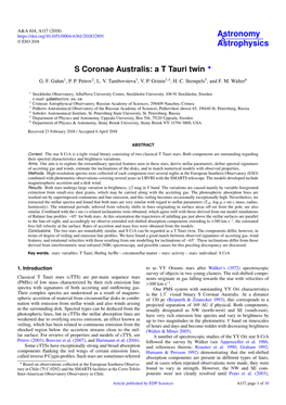 S Coronae Australis: a T Tauri Twin ? G