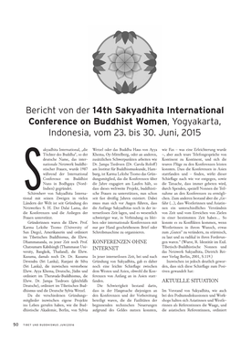 Bericht Von Der 14Th Sakyadhita International Conference on Buddhist Women, Yogyakarta, Indonesia, Vom 23