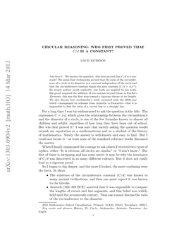 Circular Reasoning: Who First Proved That $ C/D $ Is a Constant?