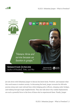 Sebastian Junger &#8211; What Is Freedom?