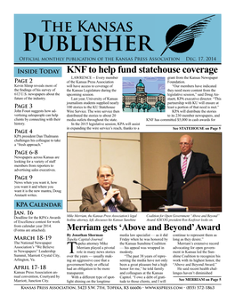 Kansas Publisher Official Monthly Publication of the Kansas Press Association Dec