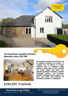 The Round House, Quoditch, Ashwater, Beaworthy, Devon, EX21 5BY