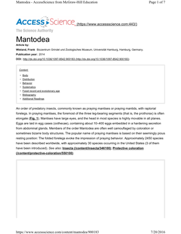 Mantodea - Accessscience from Mcgraw-Hill Education Page 1 of 7