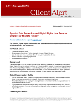 Spanish Data Protection and Digital Rights Law Secures Employees’ Right to Privacy