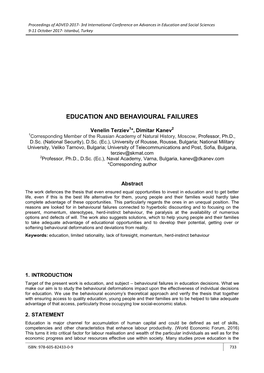 Education and Behavioural Failures