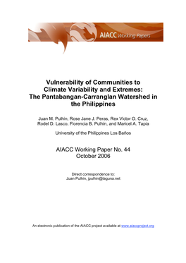 The Pantabangan-Carranglan Watershed in the Philippines