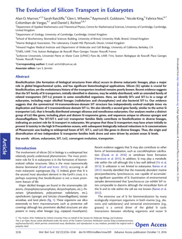 The Evolution of Silicon Transport in Eukaryotes Article Open Access