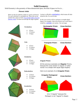 Platonic Solids Prisms