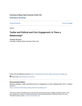 Twitter and Political and Civic Engagement: Is There a Relationship?