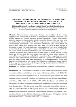 Phenolic Compounds in the Taxonomy of Selected